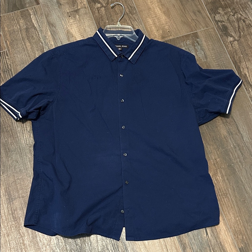 Michael Kors Dark Blue Casual Button Down Shirt